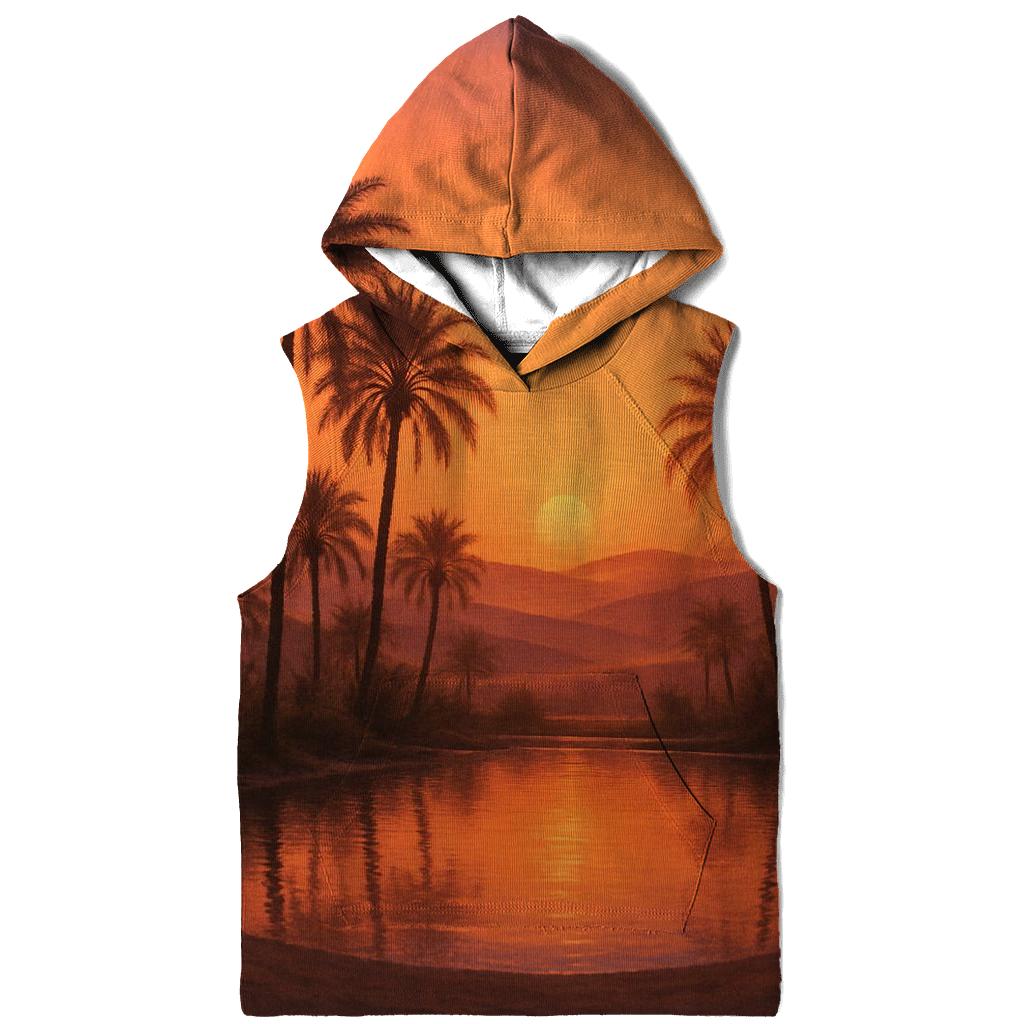 Coral Mirage Over Desert Oasis printed hoodies