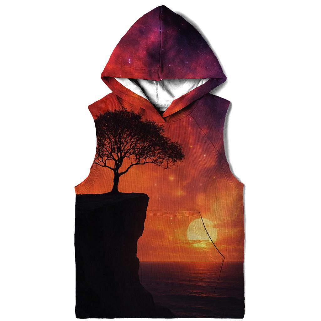 Nebula Sunset Over Silent Cliff graphic hoodies