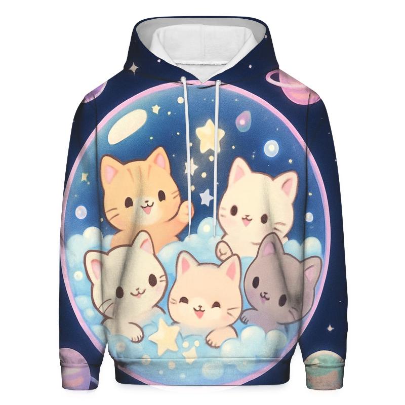 Cosmic Bubble Bath Kittens graphic hoodies