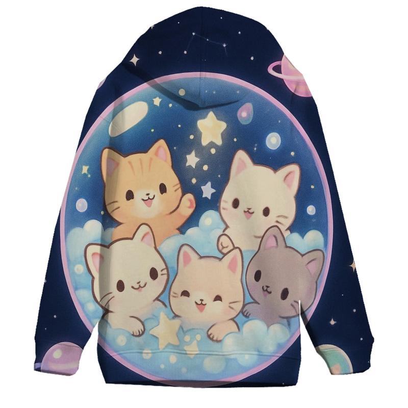 Cosmic Bubble Bath Kittens graphic hoodies