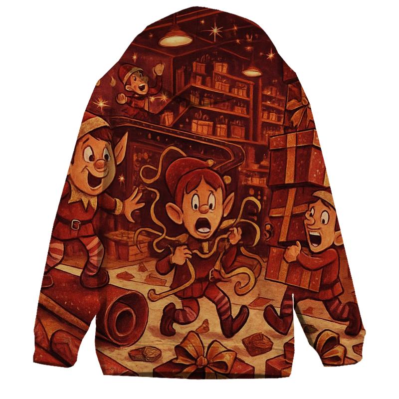 Elves Wrapping Room Mayhem pullover hoodies