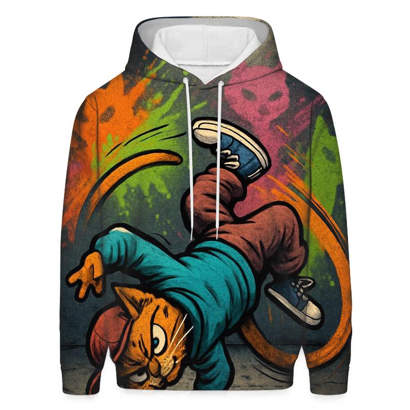Street Graffiti Breakdance Cat embroidered hoodies
