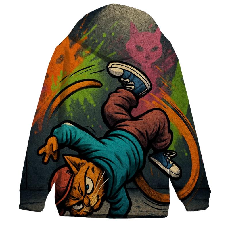Street Graffiti Breakdance Cat embroidered hoodies