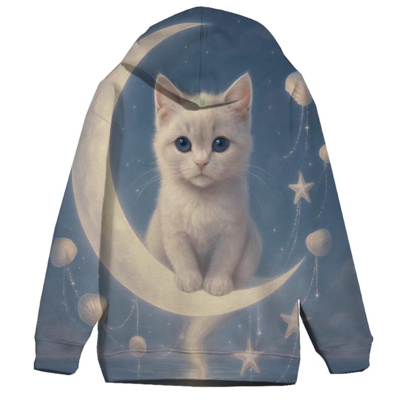 Lunar Tide Shell Whisper Cat embroidered hoodies