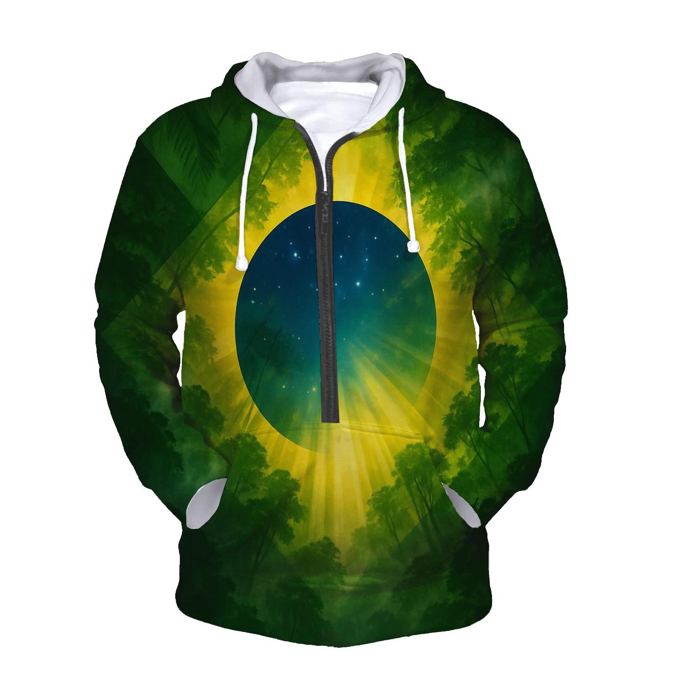 Brazilian Flag Canopy Over Rainforest Valley lightweight hoodies