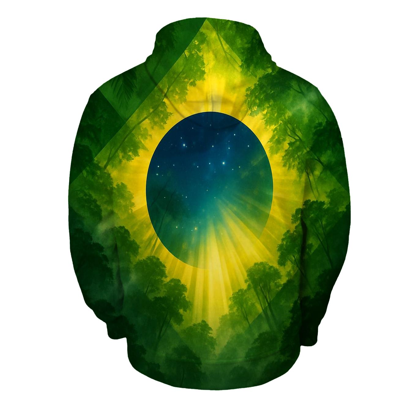 Brazilian Flag Canopy Over Rainforest Valley lightweight hoodies