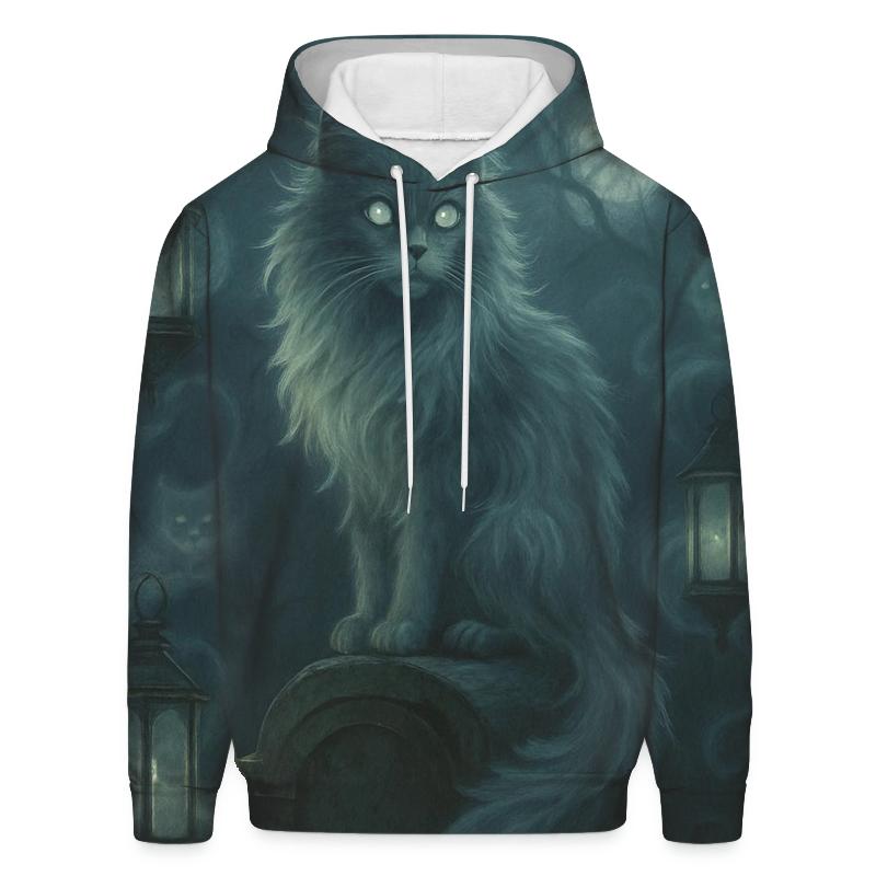 Haunted Lantern Cemetery Cat hoodie trends