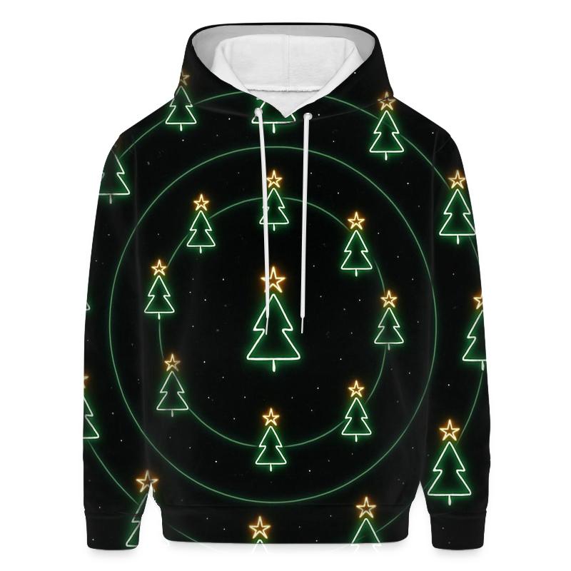 Radiant Christmas Tree Orbit Rings On Black hoodie trends