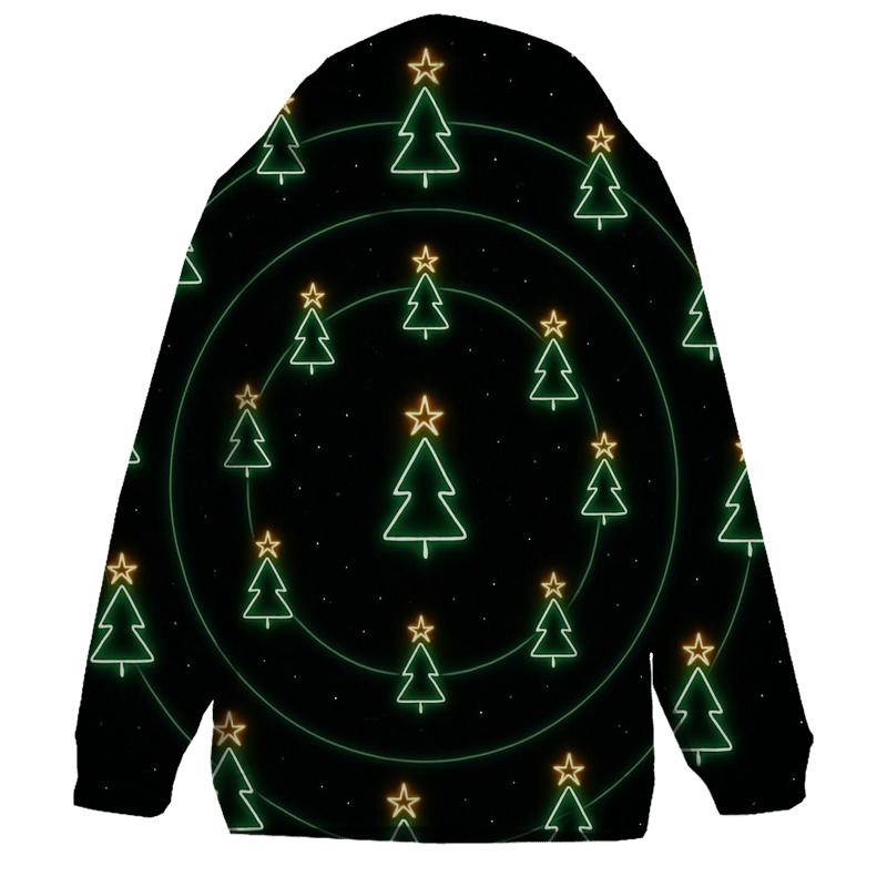 Radiant Christmas Tree Orbit Rings On Black hoodie trends