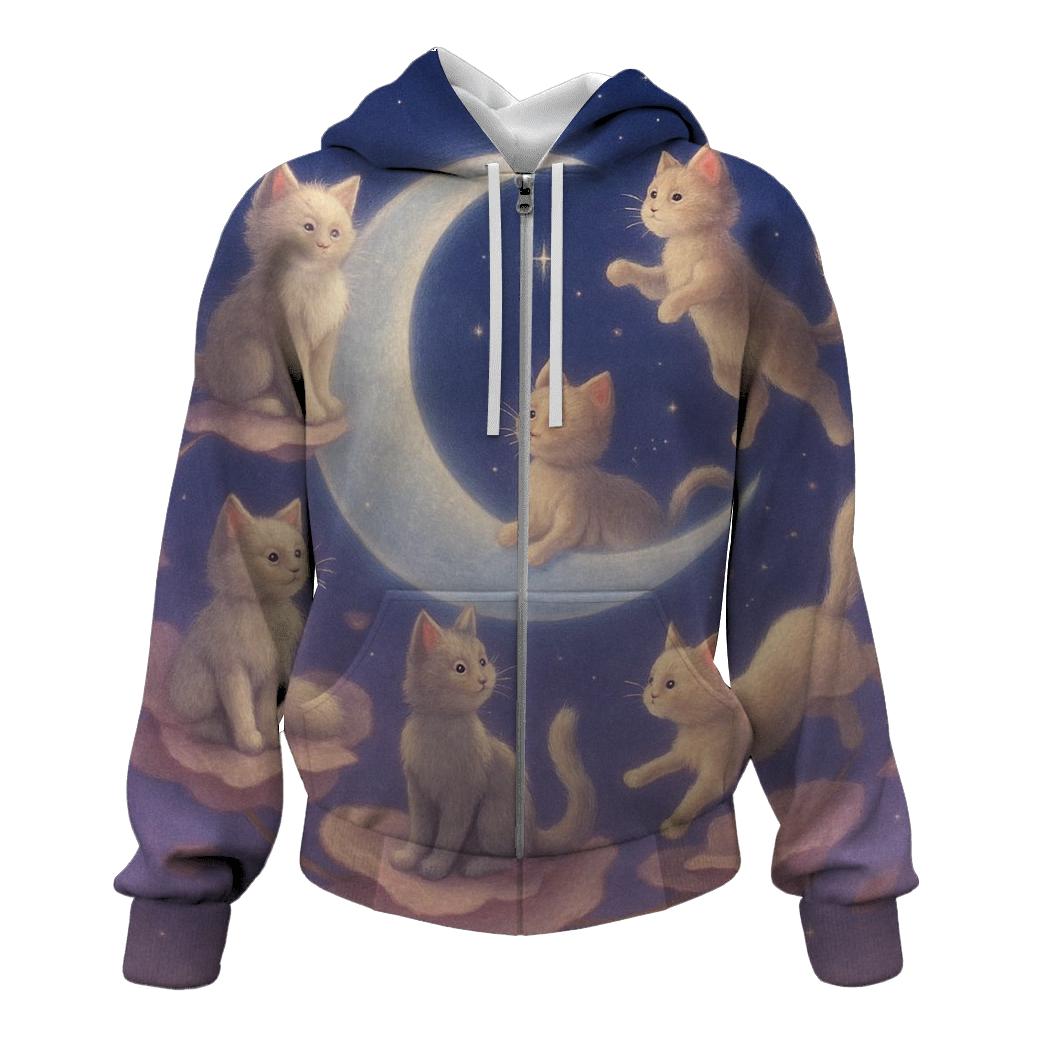 Moonlit Petal Carousel Cats hoodies fashion