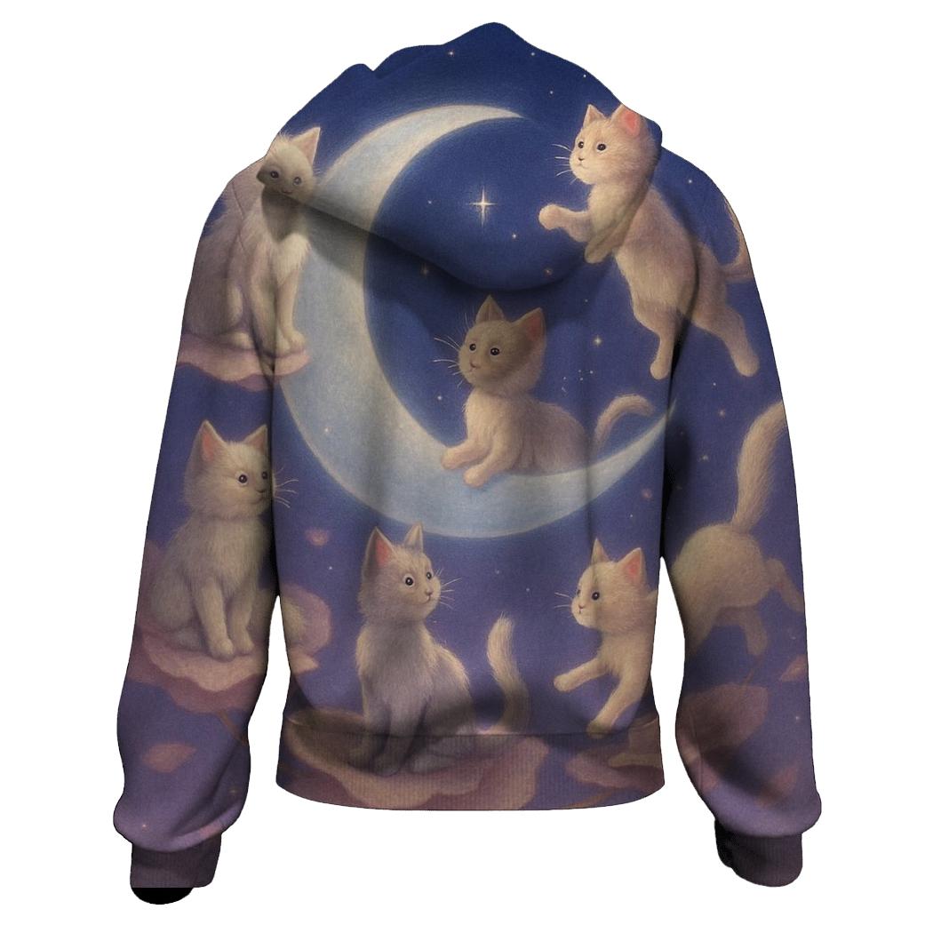 Moonlit Petal Carousel Cats hoodies fashion