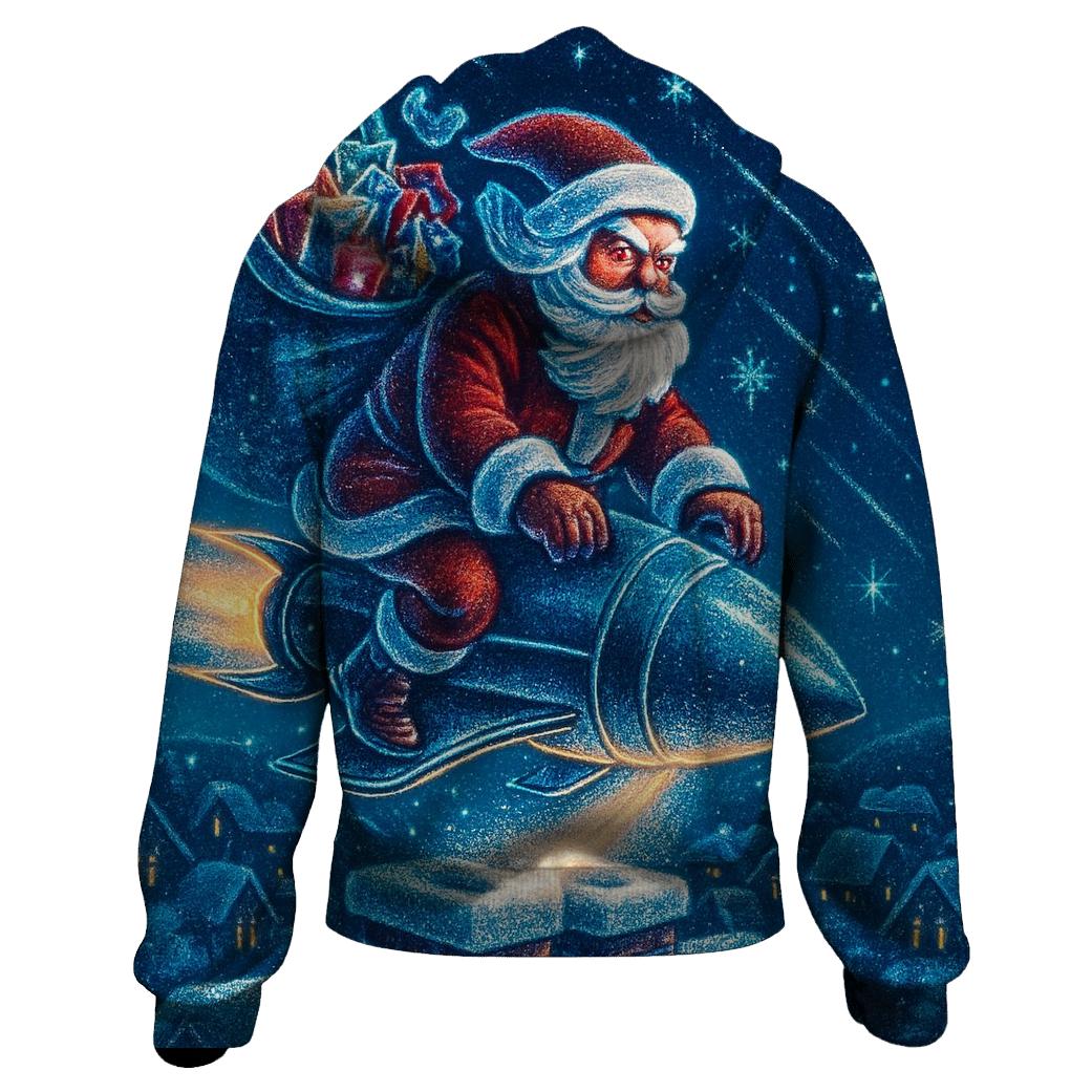 Santa Comet Sleigh Landing zip-up hoodies