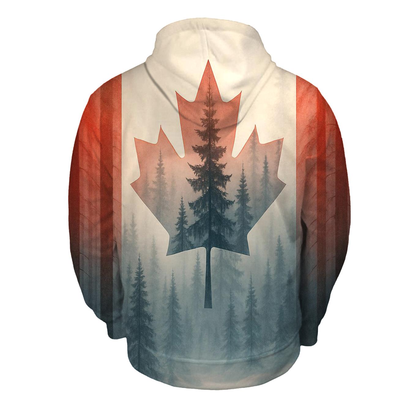 Canadian Flag Forest Double Exposure hoodies fashion