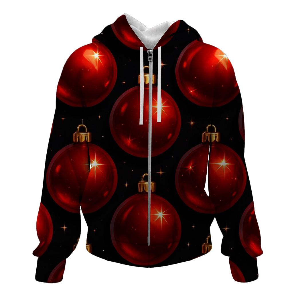 Crimson Christmas Ornament Grid On Midnight Field heavyweight hoodies