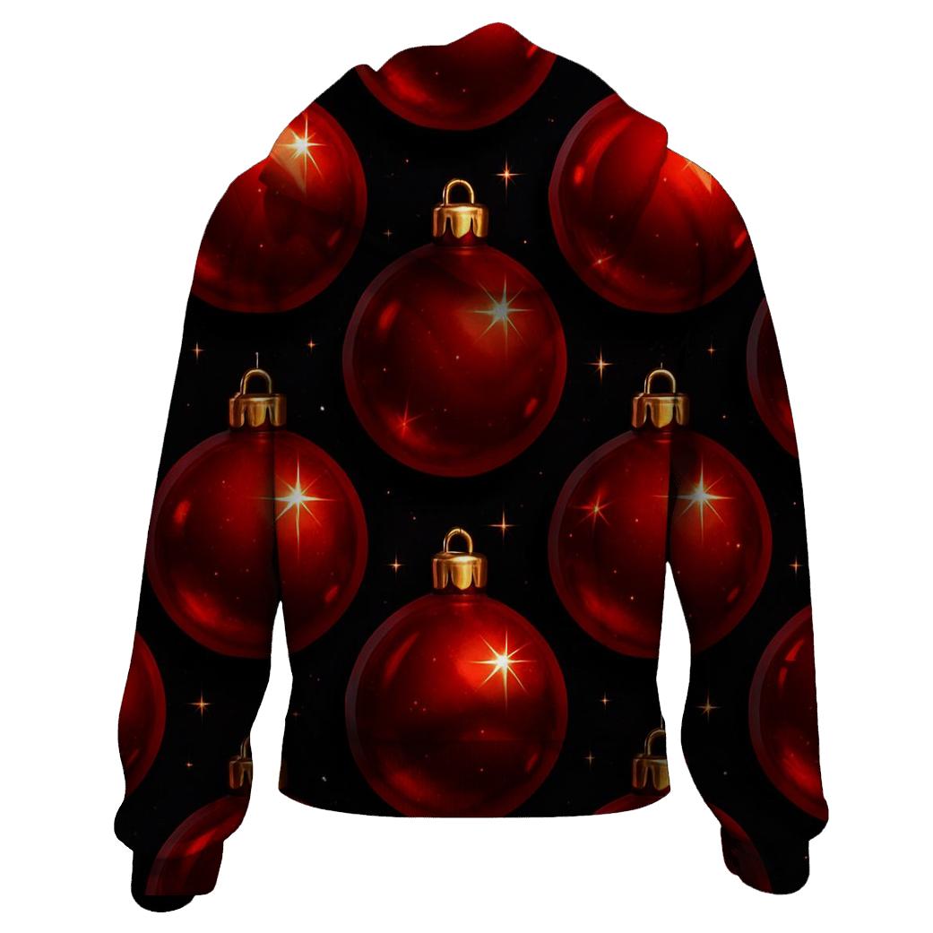 Crimson Christmas Ornament Grid On Midnight Field heavyweight hoodies