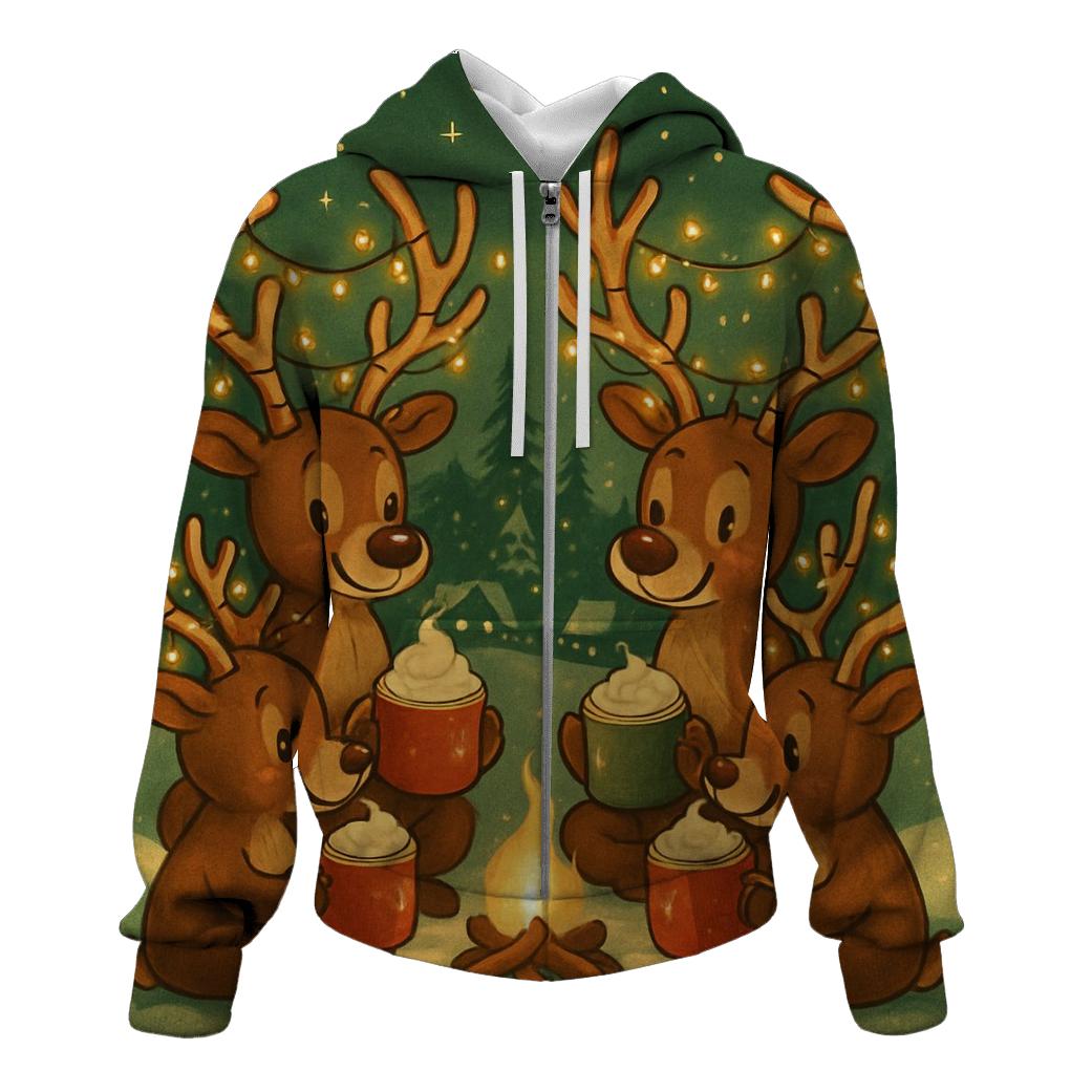 Reindeer Cocoa Campfire Circle embroidered hoodies