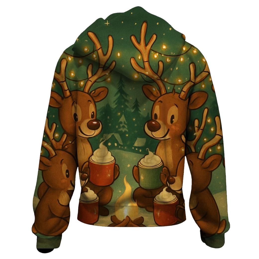 Reindeer Cocoa Campfire Circle embroidered hoodies