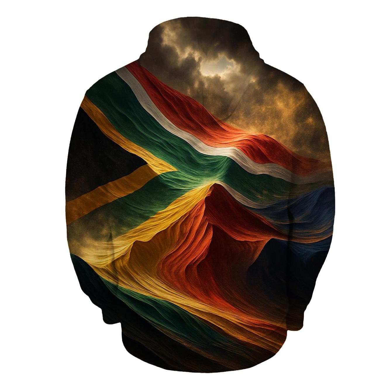 South African Flag Over Desert Storm Dunes zip-up hoodies