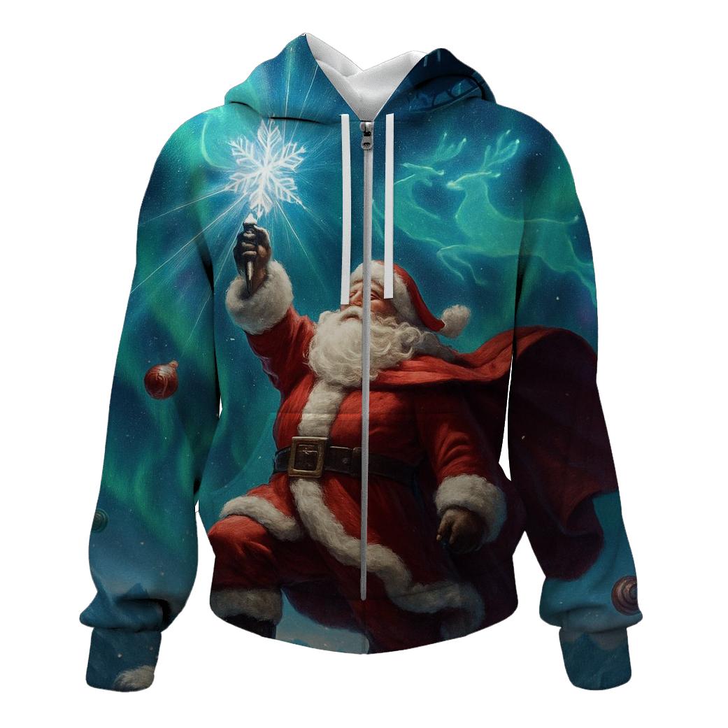 Cosmic Aurora Santa Voyage printed hoodies