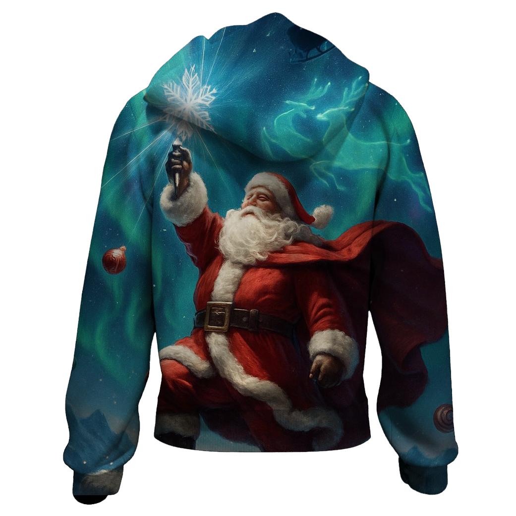 Cosmic Aurora Santa Voyage printed hoodies