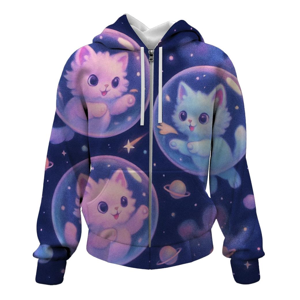 Playful Bubble Galaxy Kittens hoodie styles