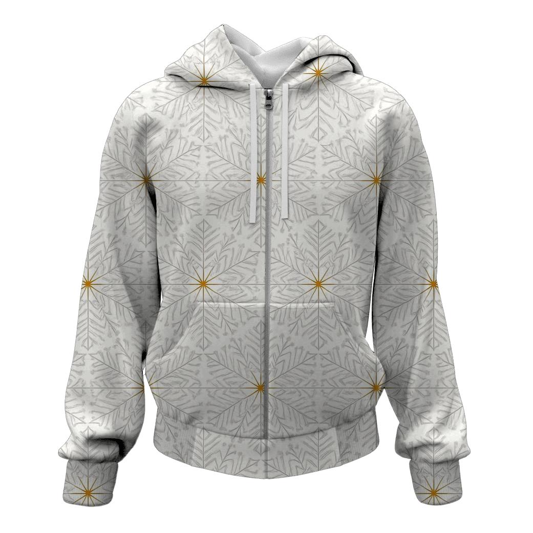 Gold Starburst Snowflake Tessellation On White premium hoodies