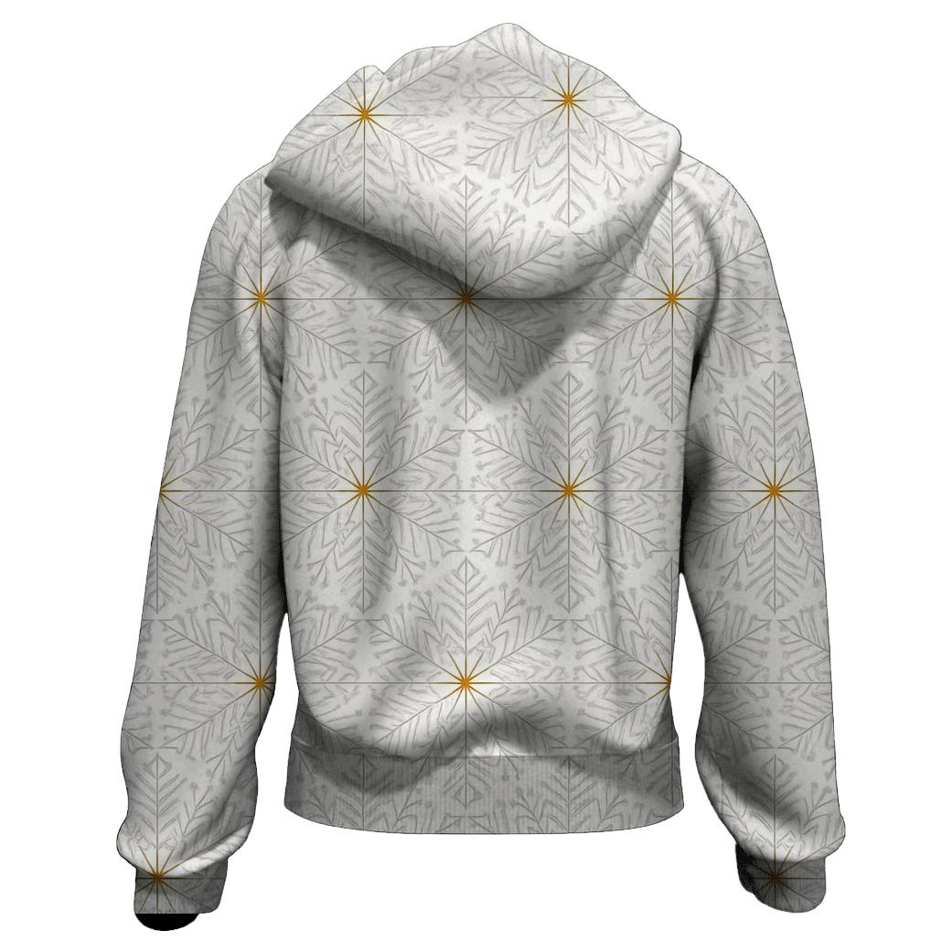 Gold Starburst Snowflake Tessellation On White premium hoodies