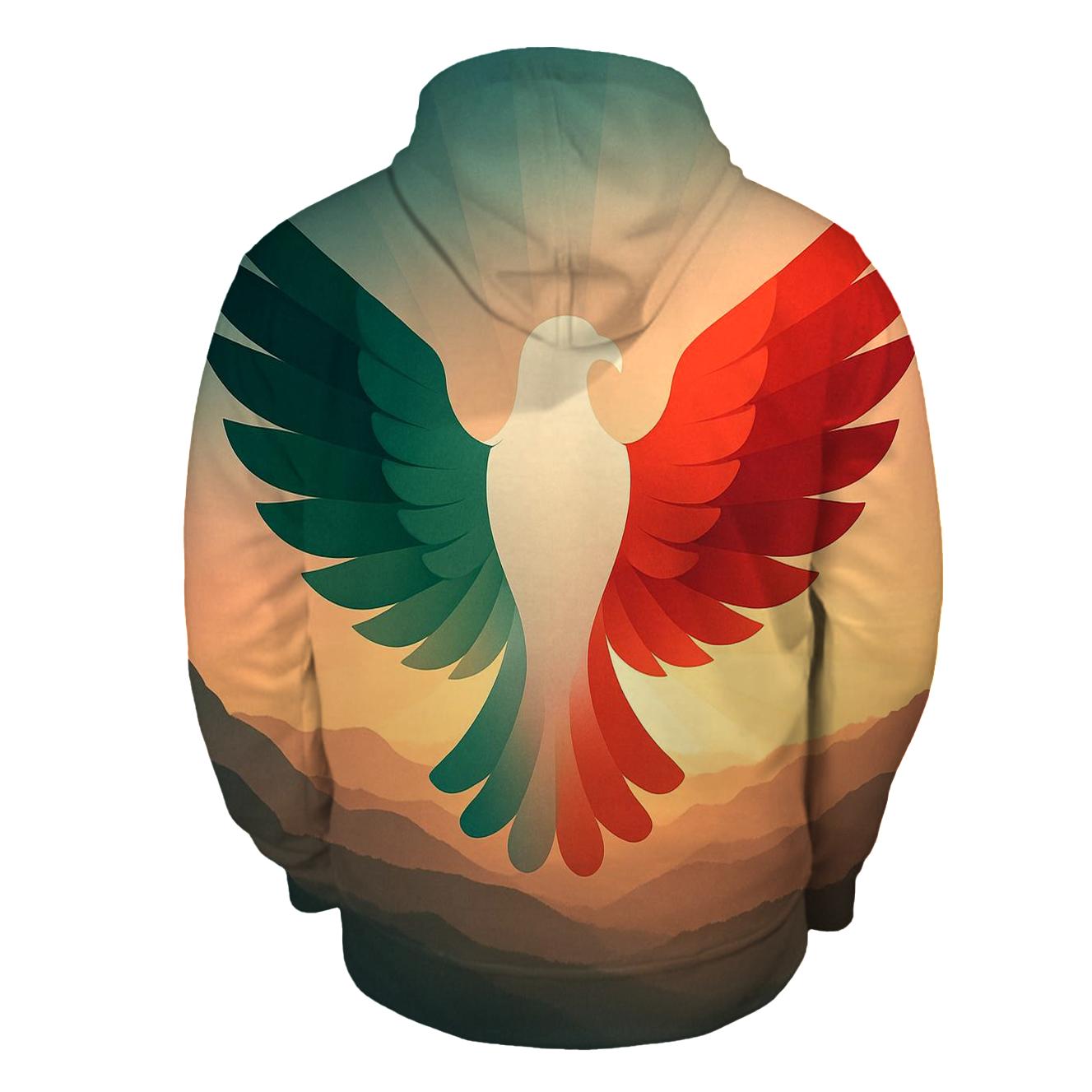 Mexican Flag Eagle Silhouette In Sierra Sunrise heavyweight hoodies
