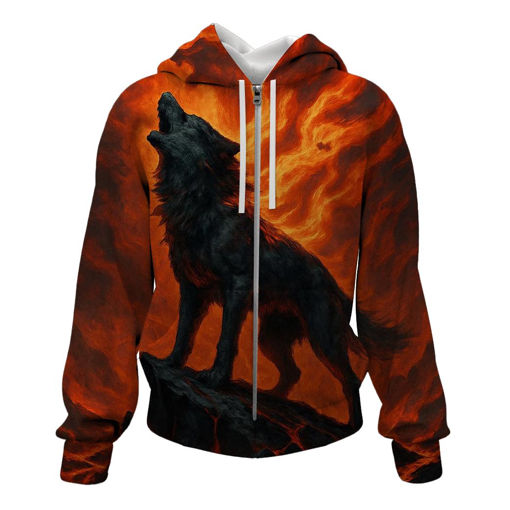 Volcanic Spirit Howl embroidered hoodies