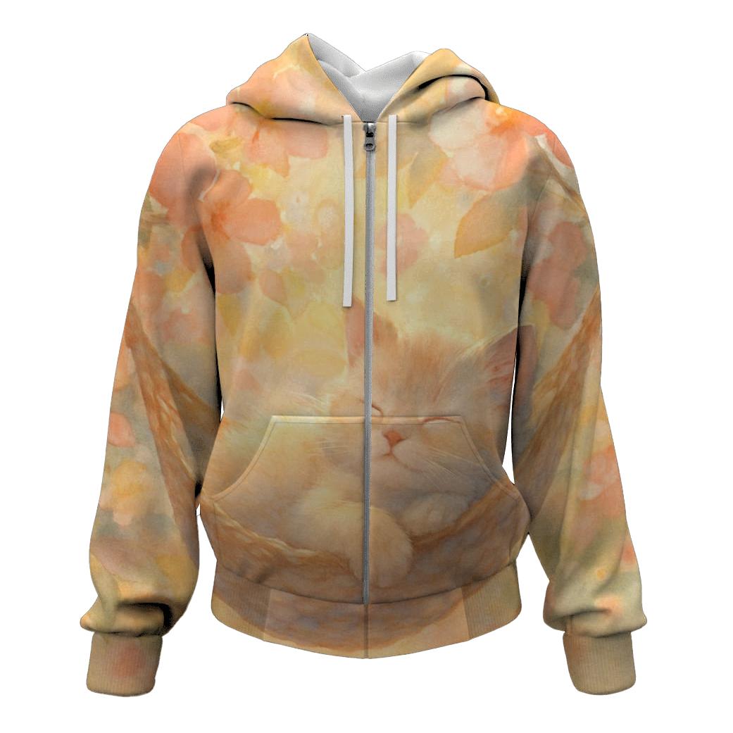 Sunrise Garden Hammock Kitten printed hoodies