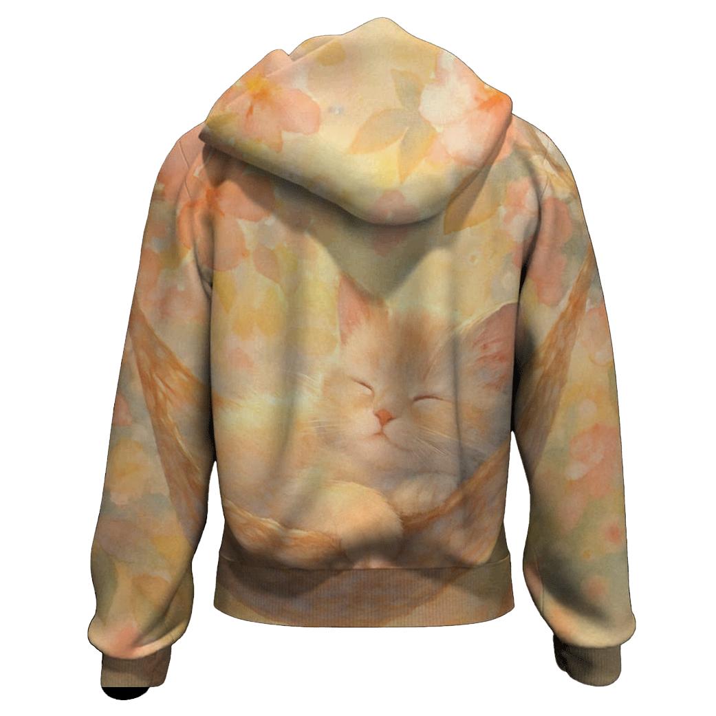 Sunrise Garden Hammock Kitten printed hoodies