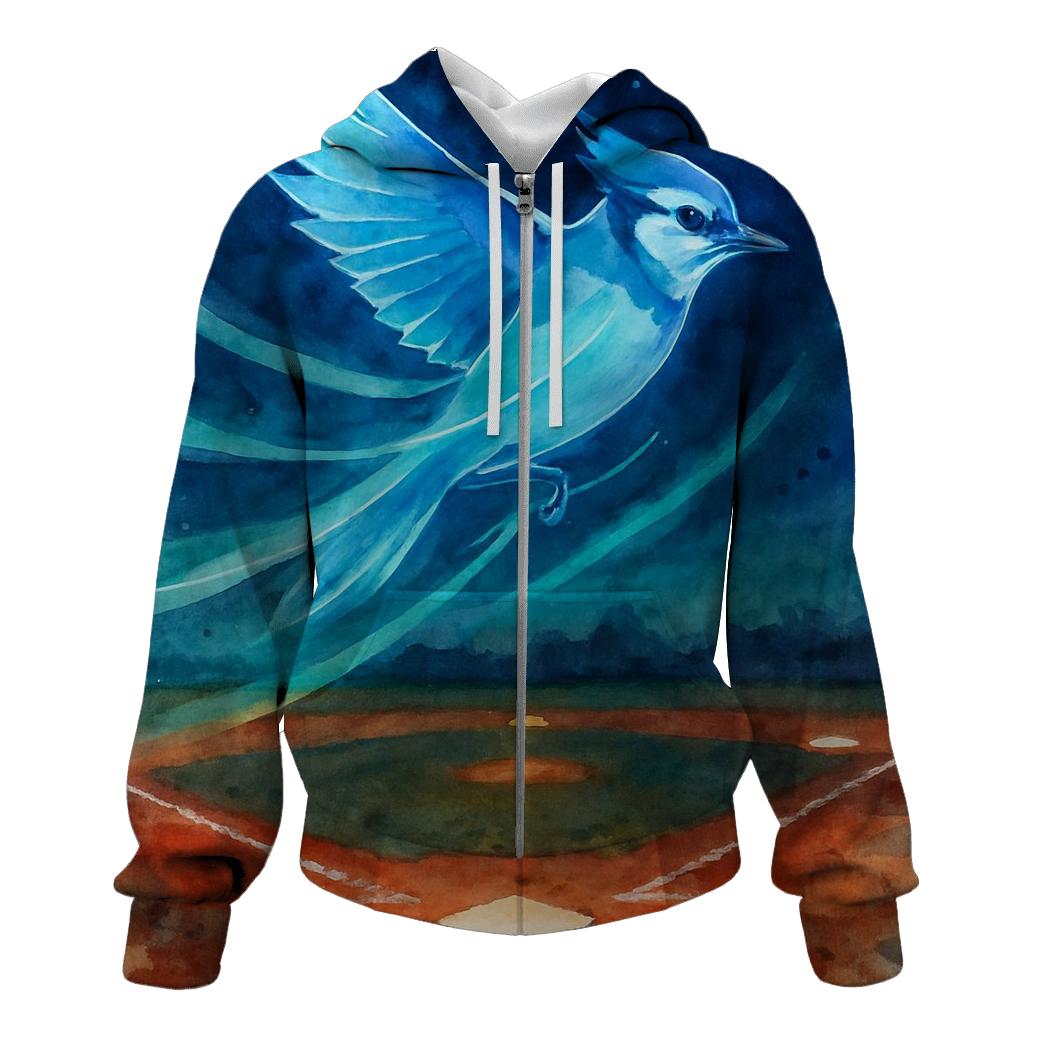 Aurora Feathers On The Diamond Blue Jays zip-up hoodies