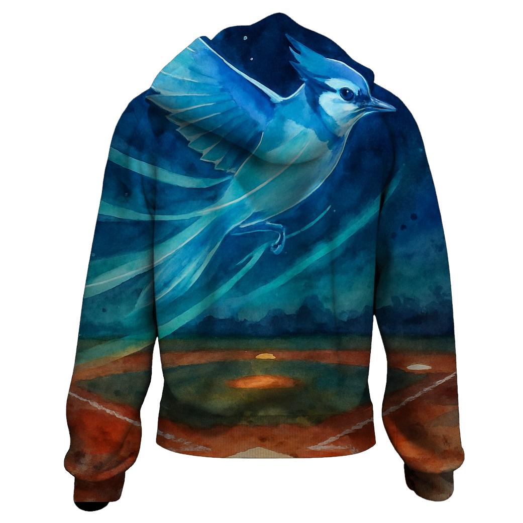 Aurora Feathers On The Diamond Blue Jays zip-up hoodies