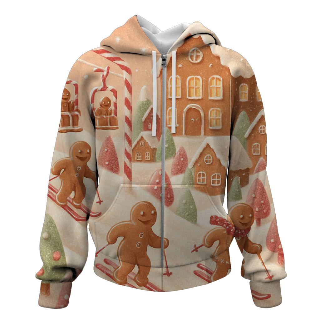 Gingerbread Ski Village Rush hoodie styles