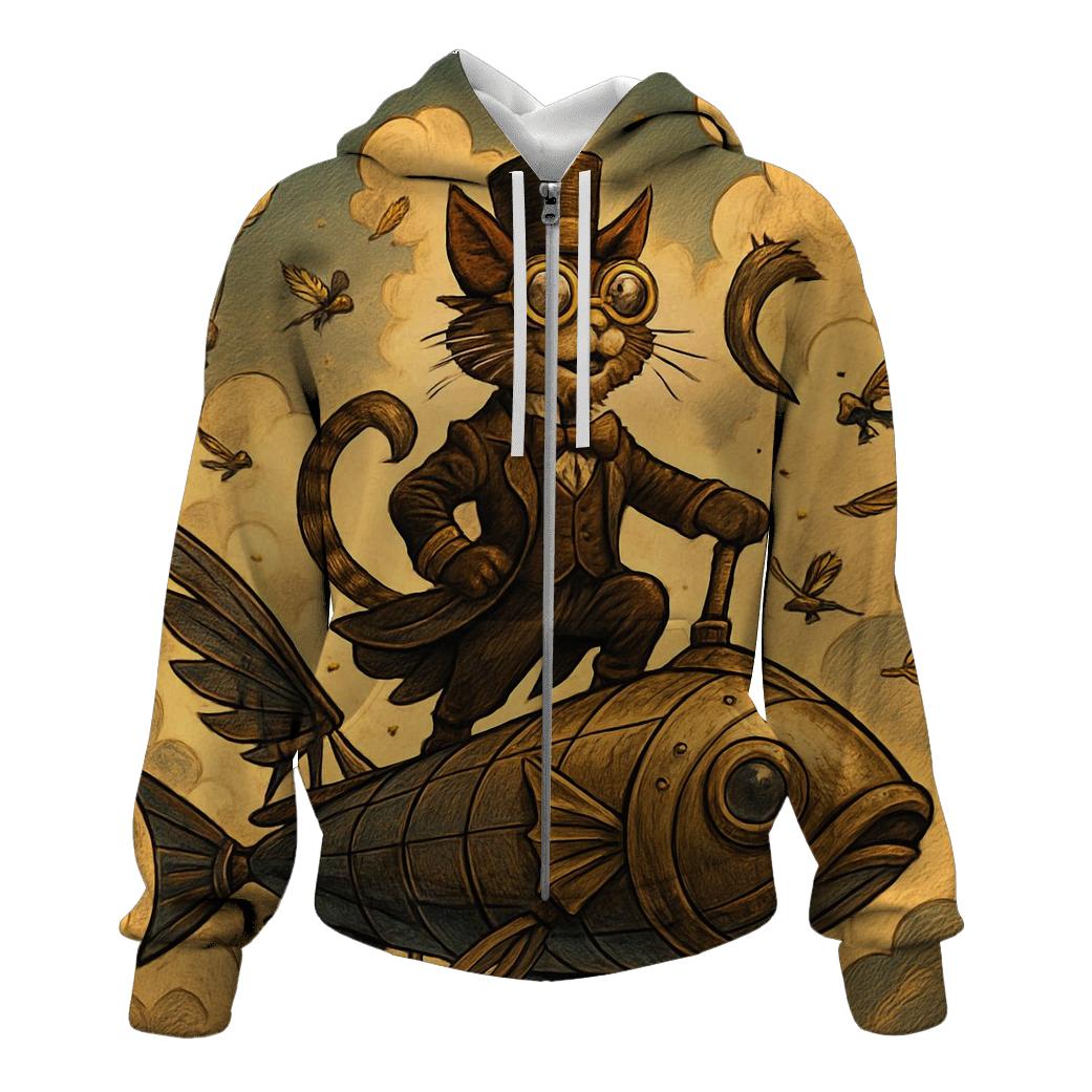 Steampunk Sky Sailor Cat lightweight hoodies