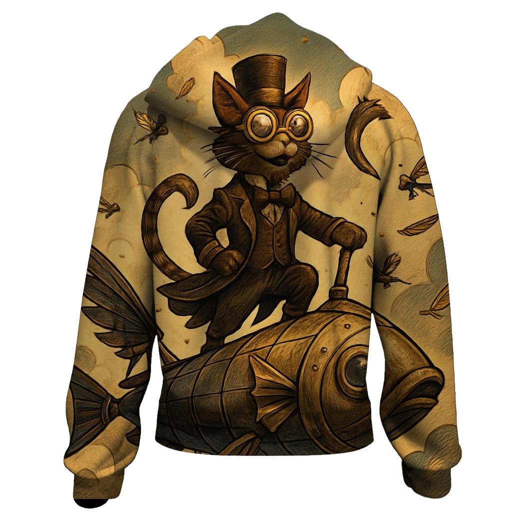 Steampunk Sky Sailor Cat lightweight hoodies