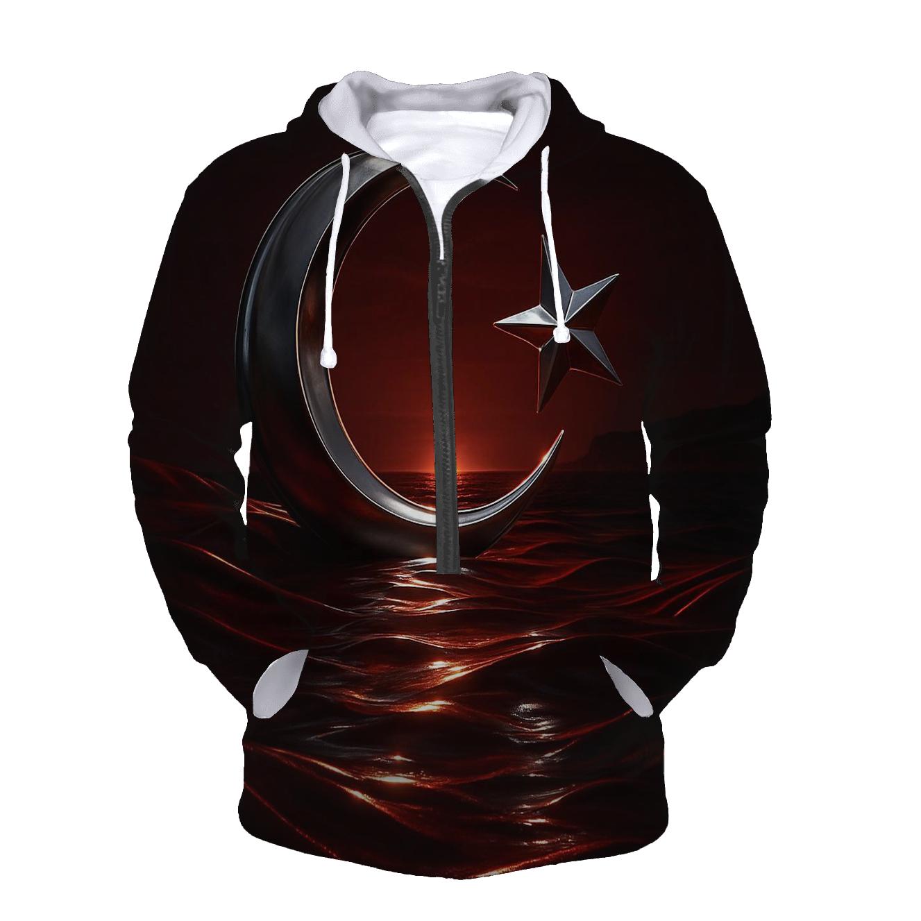 Turkish Flag Moon Over Anatolian Coast graphic hoodies