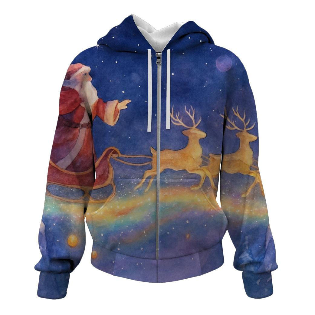 Galactic Sleigh River Crossing zip-up hoodies