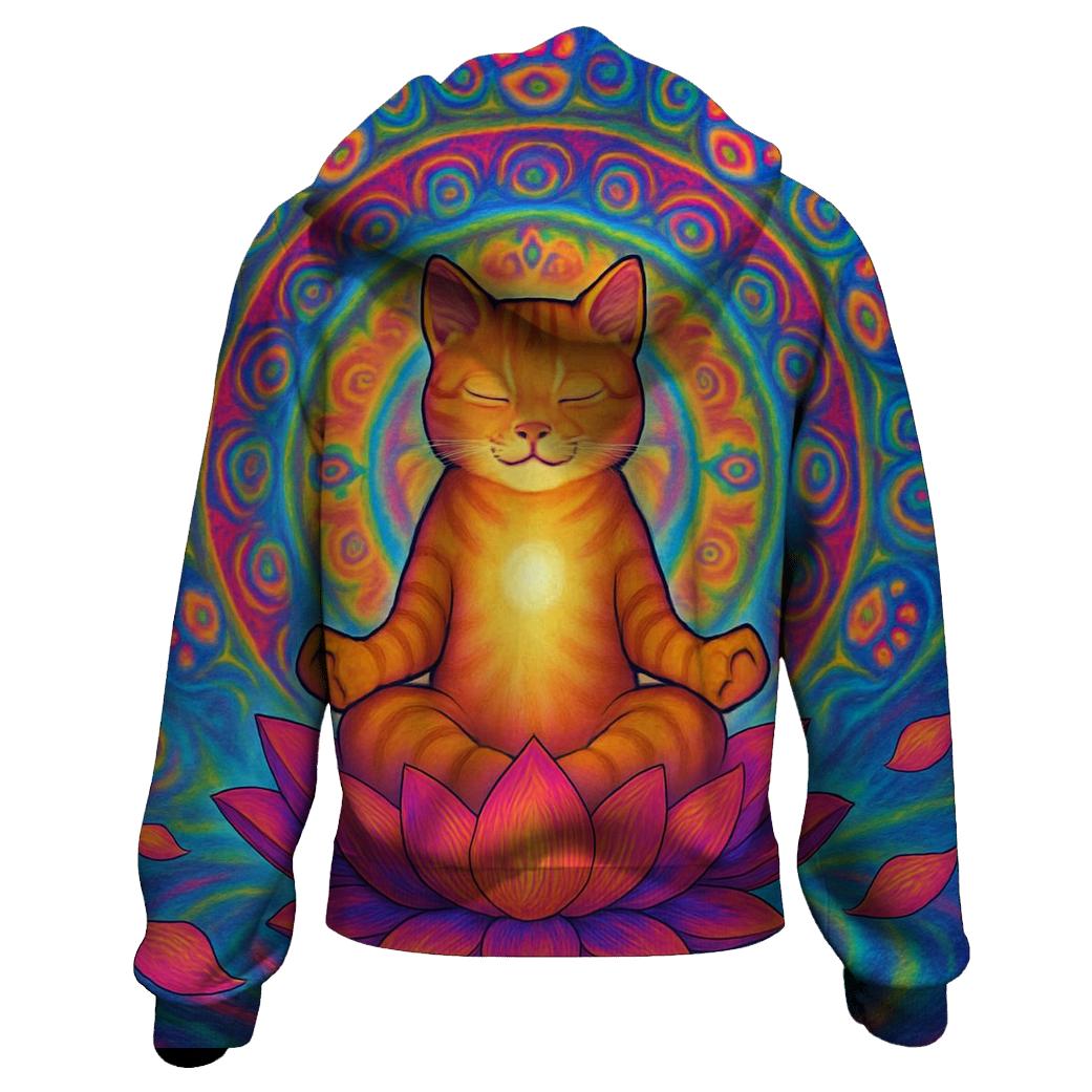 Psychedelic Lotus Dream Cat designer hoodies