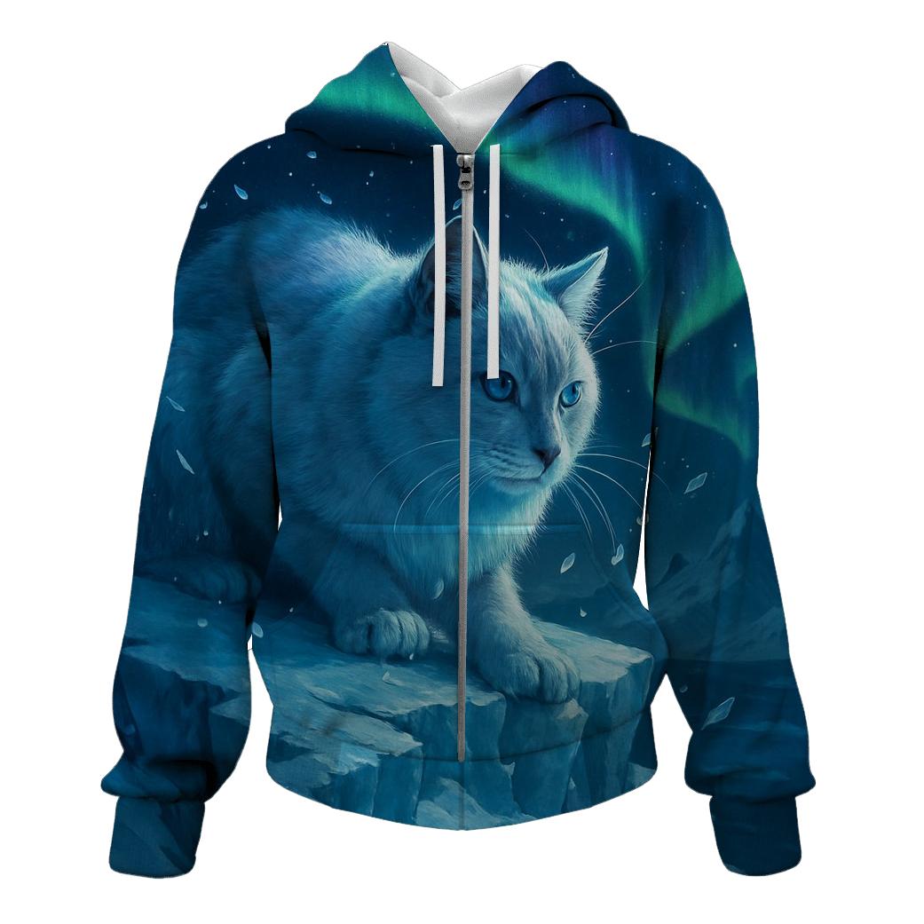 Glacial Aurora Hunter Cat heavyweight hoodies