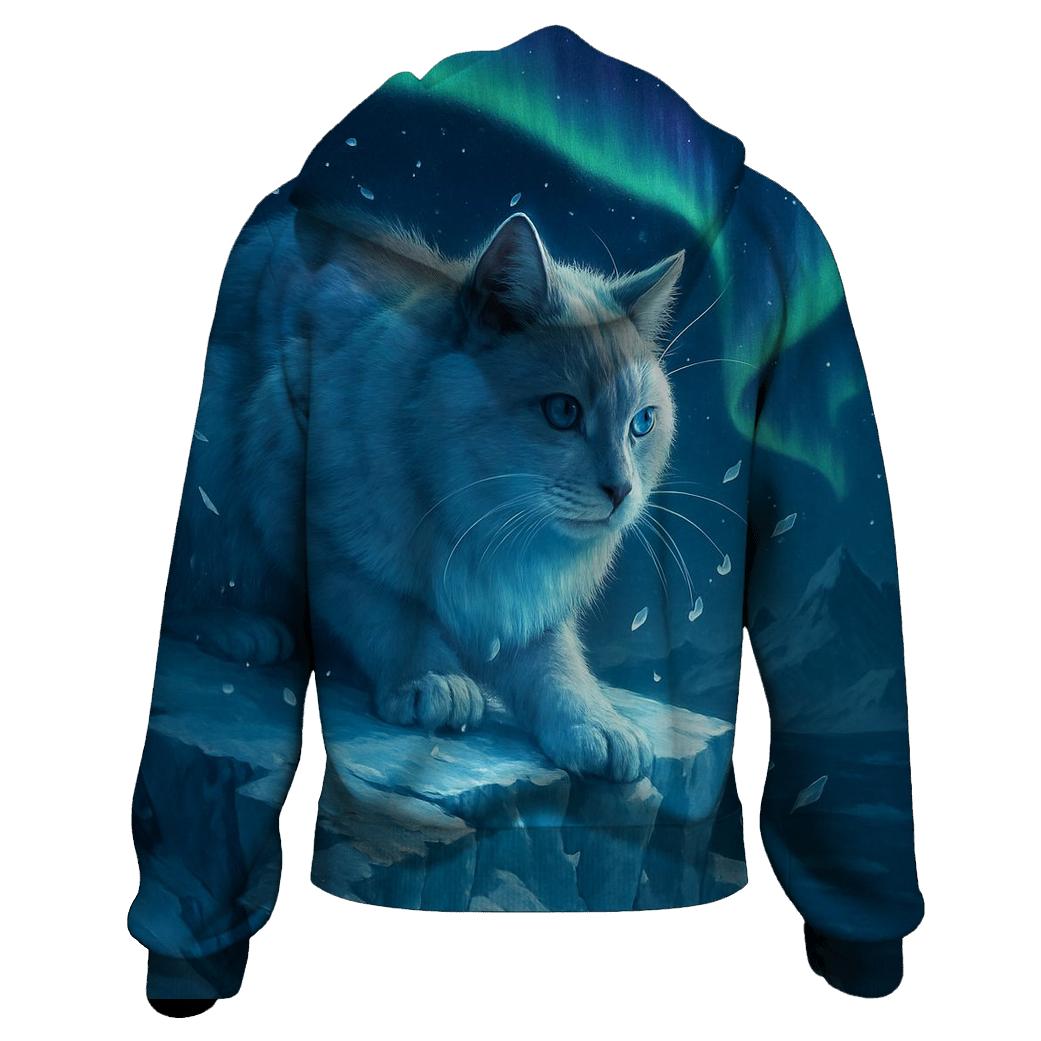 Glacial Aurora Hunter Cat heavyweight hoodies