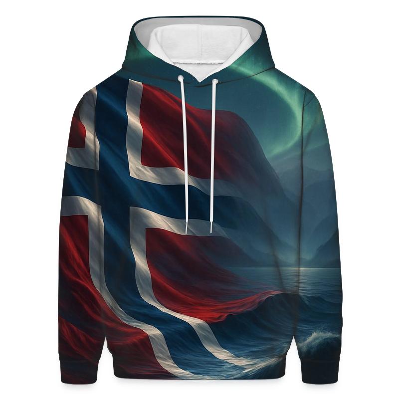 Aurora Over The Norwegian Flag Fjord hoodies fashion