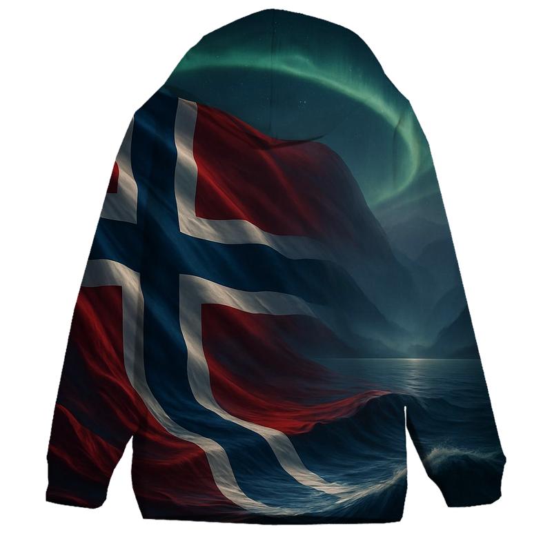 Aurora Over The Norwegian Flag Fjord hoodies fashion