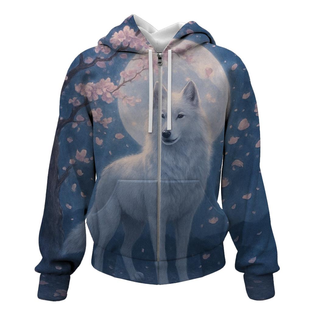 Moonlit Sakura Sentinel designer hoodies