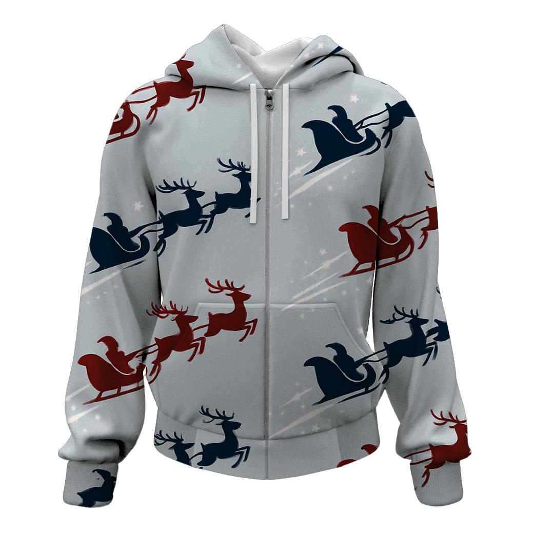 Polar Comet Sleigh And Reindeer Diagonal Array hoodie styles