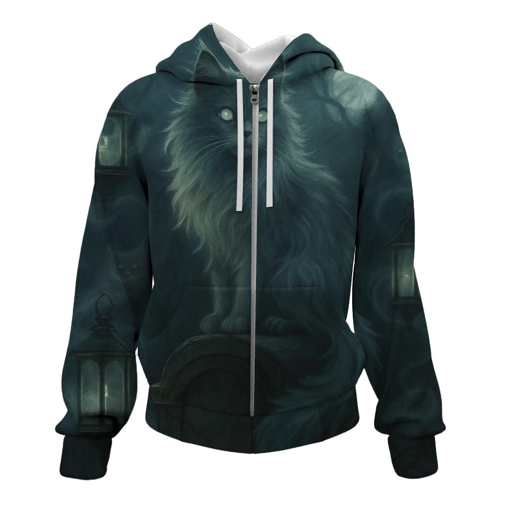 Haunted Lantern Cemetery Cat pullover hoodies