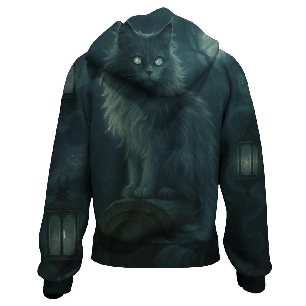 Haunted Lantern Cemetery Cat pullover hoodies