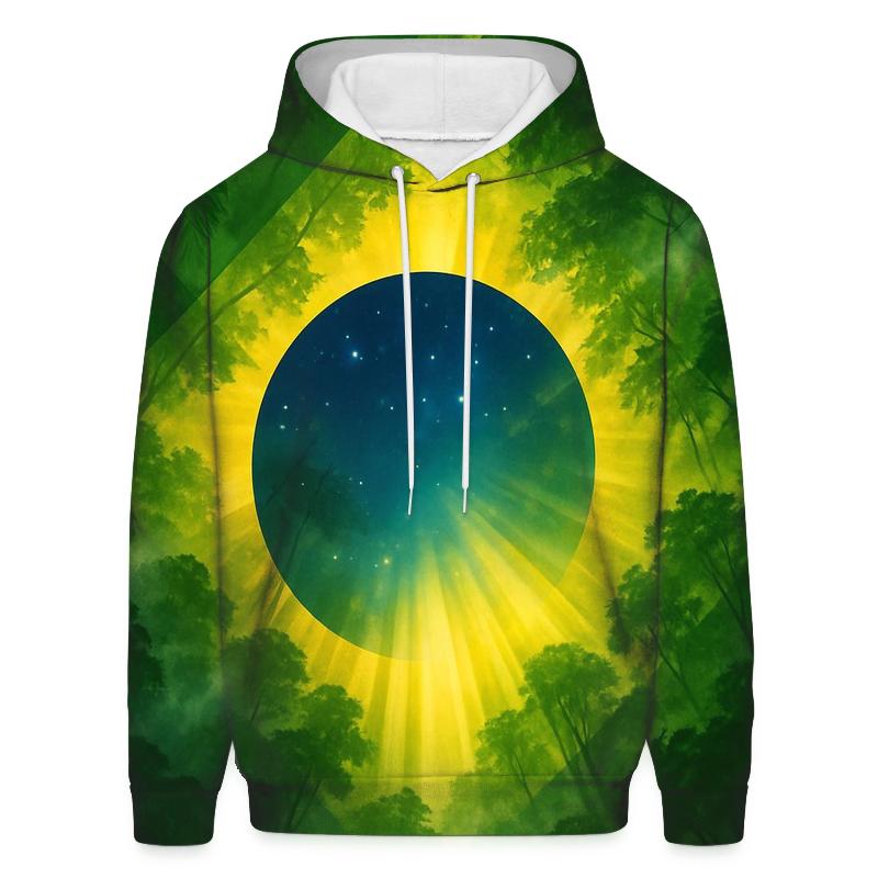 Brazilian Flag Canopy Over Rainforest Valley heavyweight hoodies