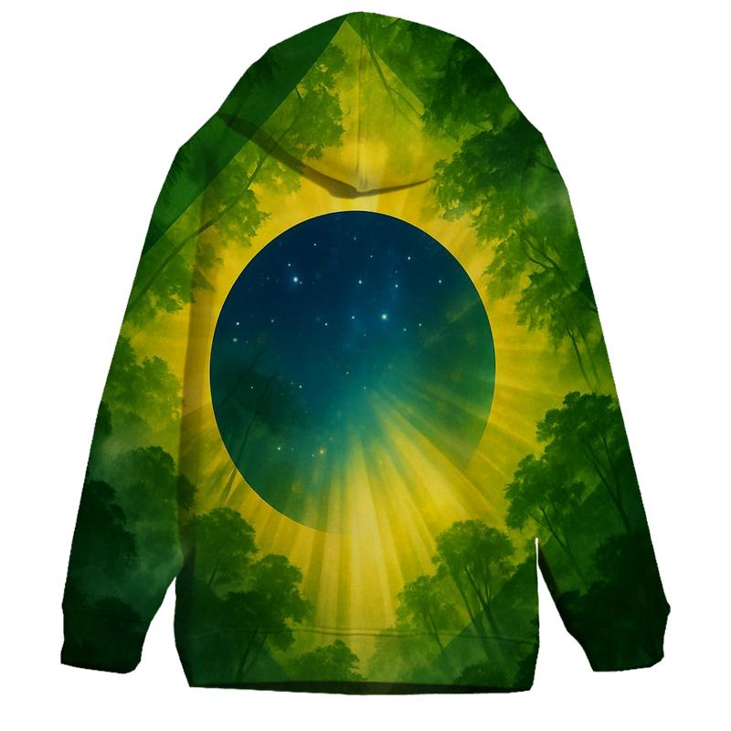Brazilian Flag Canopy Over Rainforest Valley heavyweight hoodies