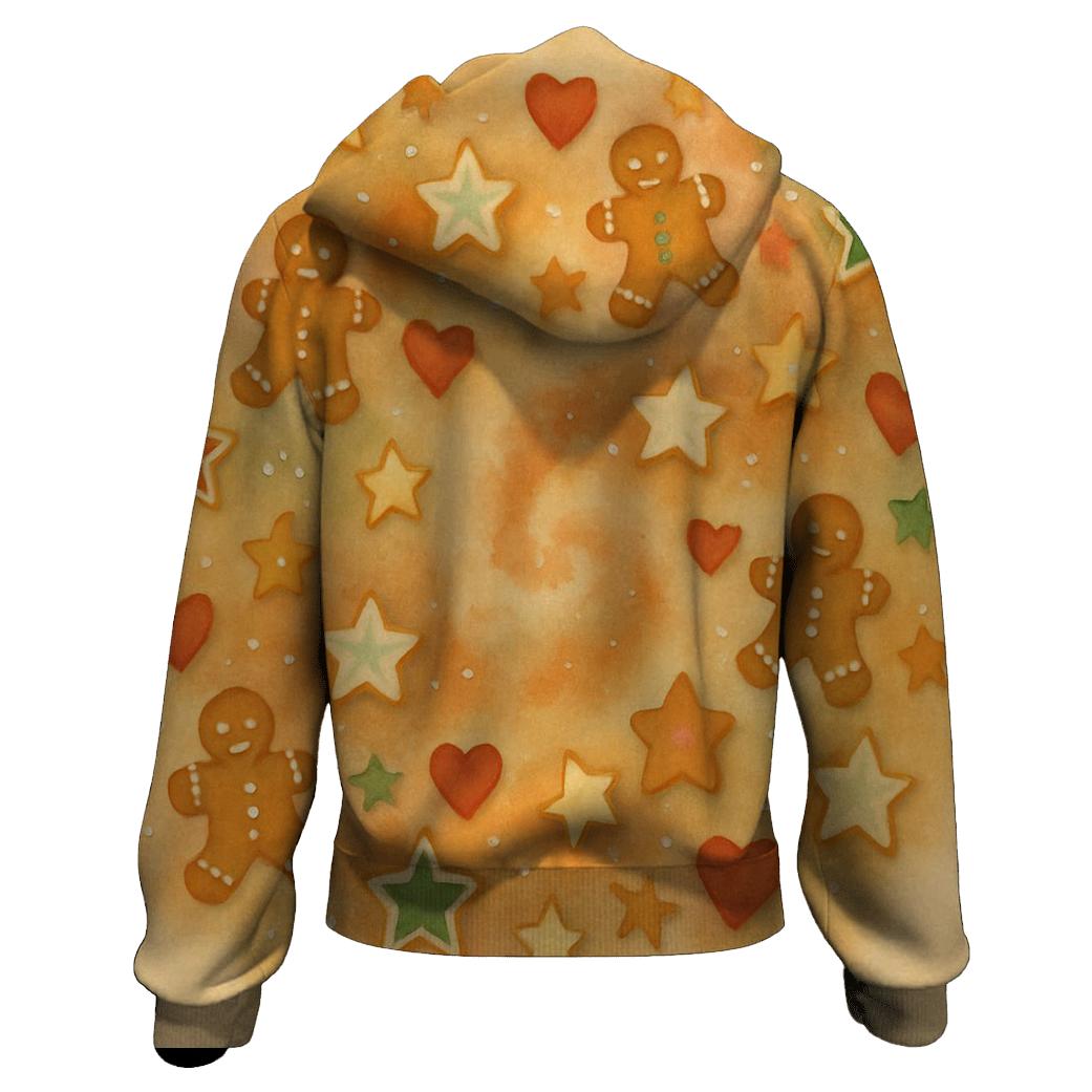 Gingerbread Star Nebula Scatter On Warm Beige embroidered hoodies